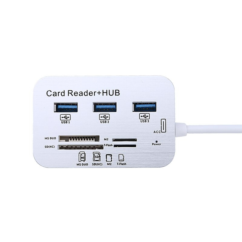 新品上市鋁製 3 端口 USB 3.0 集線器 MS SD M2 TF 多合一內存卡讀卡器適配器適用於計算機配件