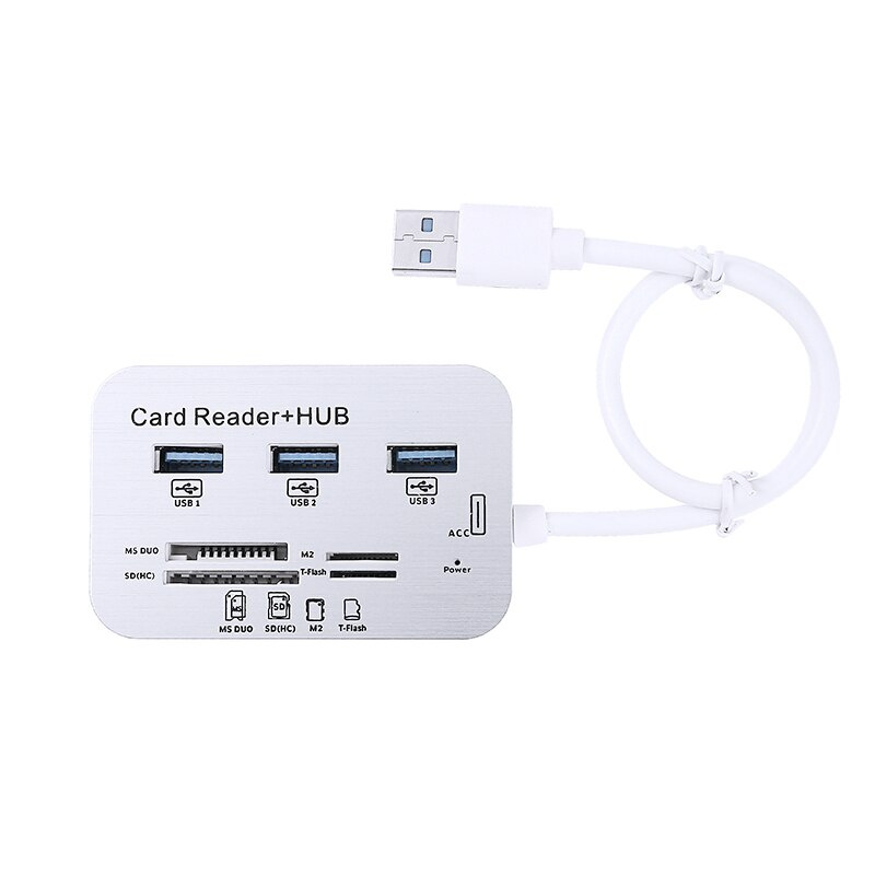 新品上市鋁製 3 端口 USB 3.0 集線器 MS SD M2 TF 多合一內存卡讀卡器適配器適用於計算機配件