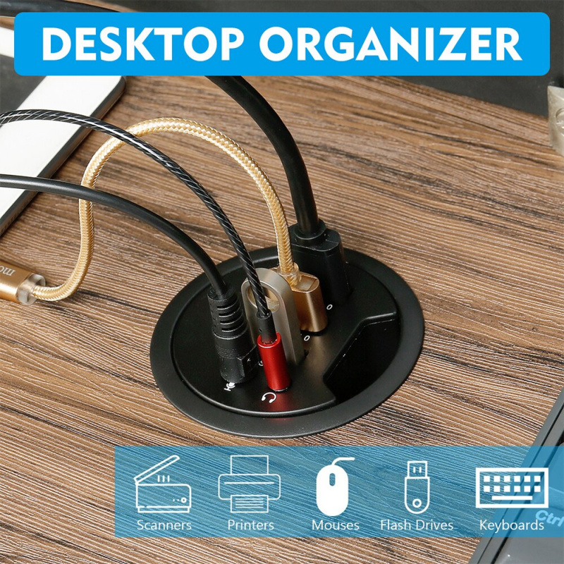 USB 集線器安裝在桌面集線器中 USB 3.0 2.0 集線器帶電源適配器耳機 麥克風端口適用於 PC 平板電腦 USB 3.0 分配器