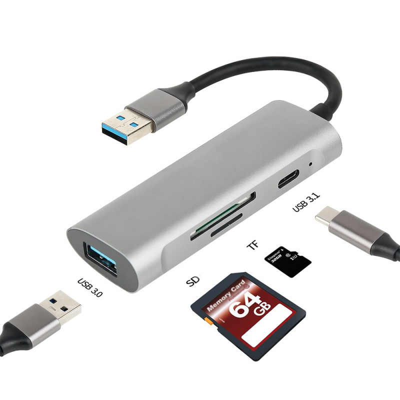 USB 3.0 HUB USB C數傳+SDTF讀卡器Typec擴展塢支持MACBOOK
