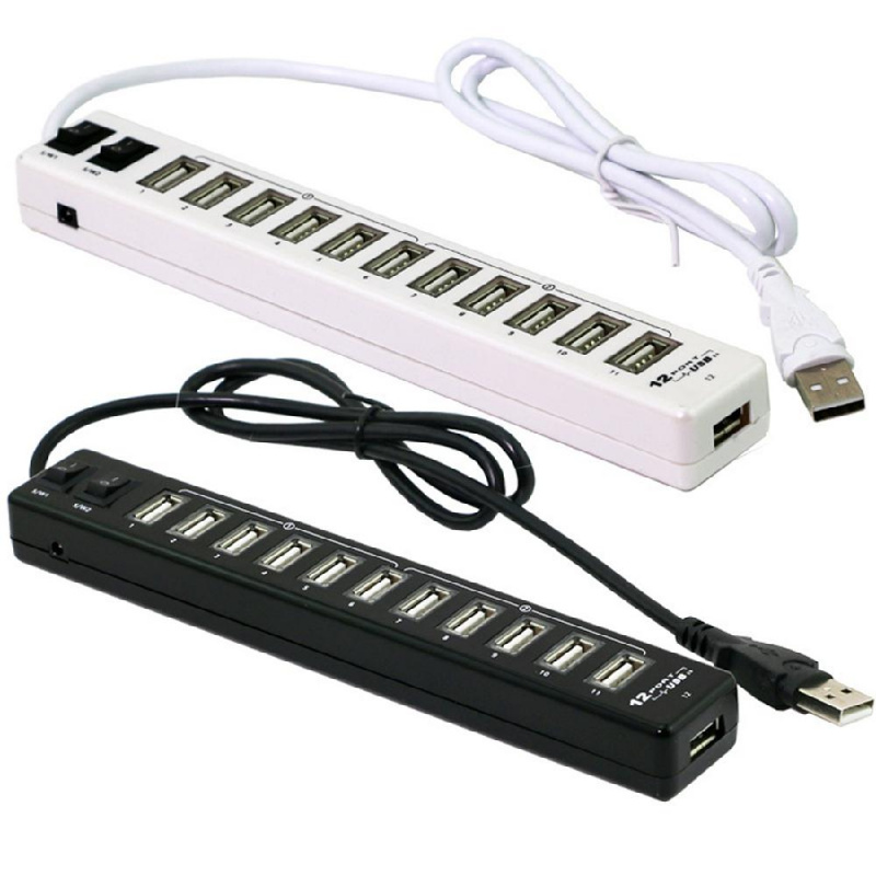 BEESCLOVER 12 端口 USB 集線器 USB 2.0 集線器多 USB 分離器開關適用於 Macbook Air 筆記本電腦