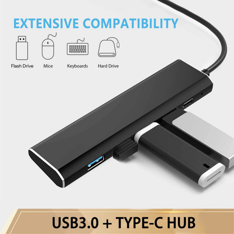 HUB C USB 3.0 5 合 1 帶 Type-C 電源端口適用於 PC 筆記本電腦配件 USB 多端口分配器 USB3.0 適配器擴展器