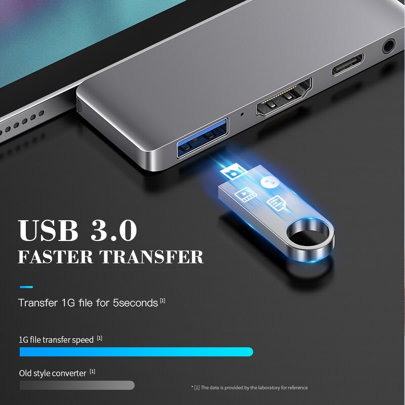 Beeste USB3.0 PD 快速充電 3.5mm 音頻擴展塢 4 端口 USB-c 集線器適用於 Macbook ipad pro