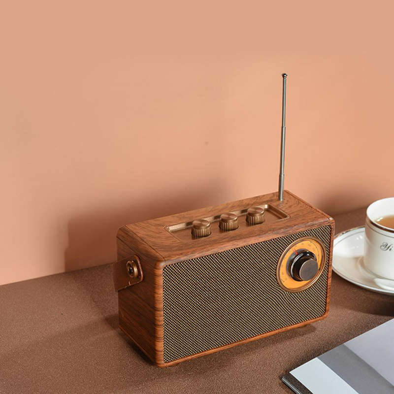 便攜式戶外藍牙音箱復古老式收音機小型音樂播放器可充電低音炮揚聲器適用於家庭辦公室裝飾