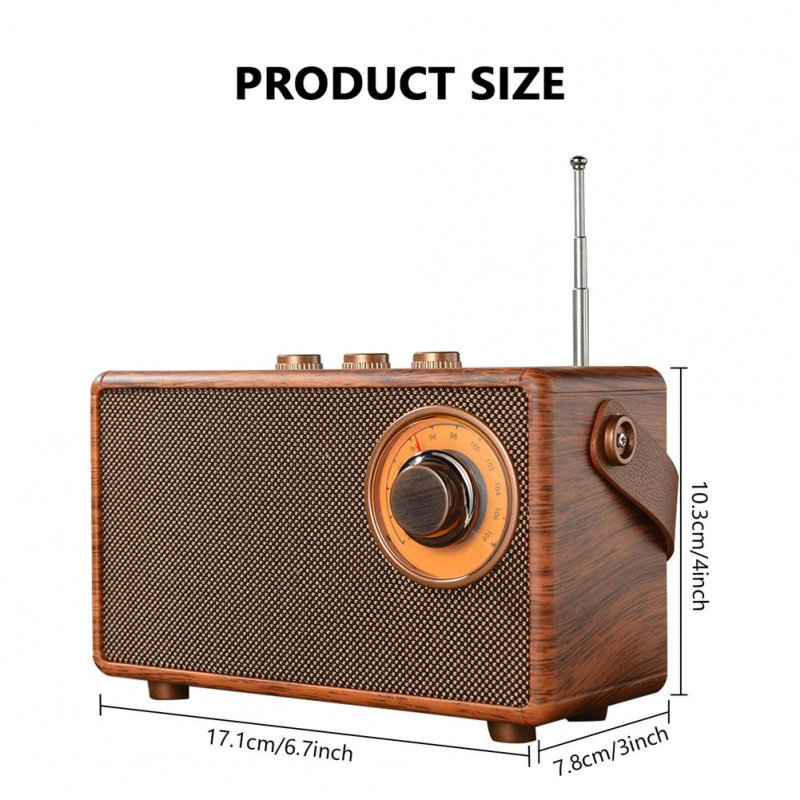 便攜式戶外藍牙音箱復古老式收音機小型音樂播放器可充電低音炮揚聲器適用於家庭辦公室裝飾