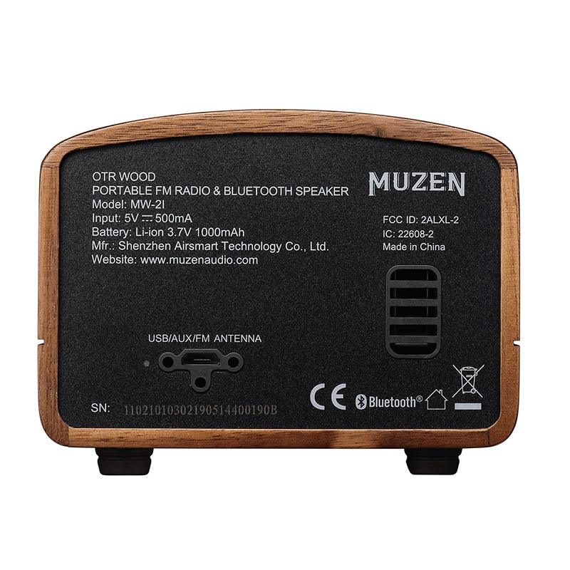 MUZEN OTR 木質便攜無線藍牙音箱戶外調頻收音機手工木質低音炮復古文藝禮物