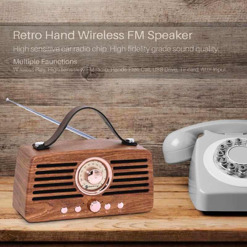 收音機NR4013復古機無線藍牙兼容音箱低音炮便攜便攜重低音木紋音箱MP3