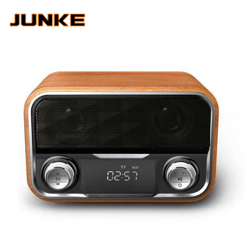 JUNKE 駿科2.0立體聲木質鐘錶藍牙音箱FM收音便攜音箱Mp3播放超強TF U盤擴音器電腦音柱