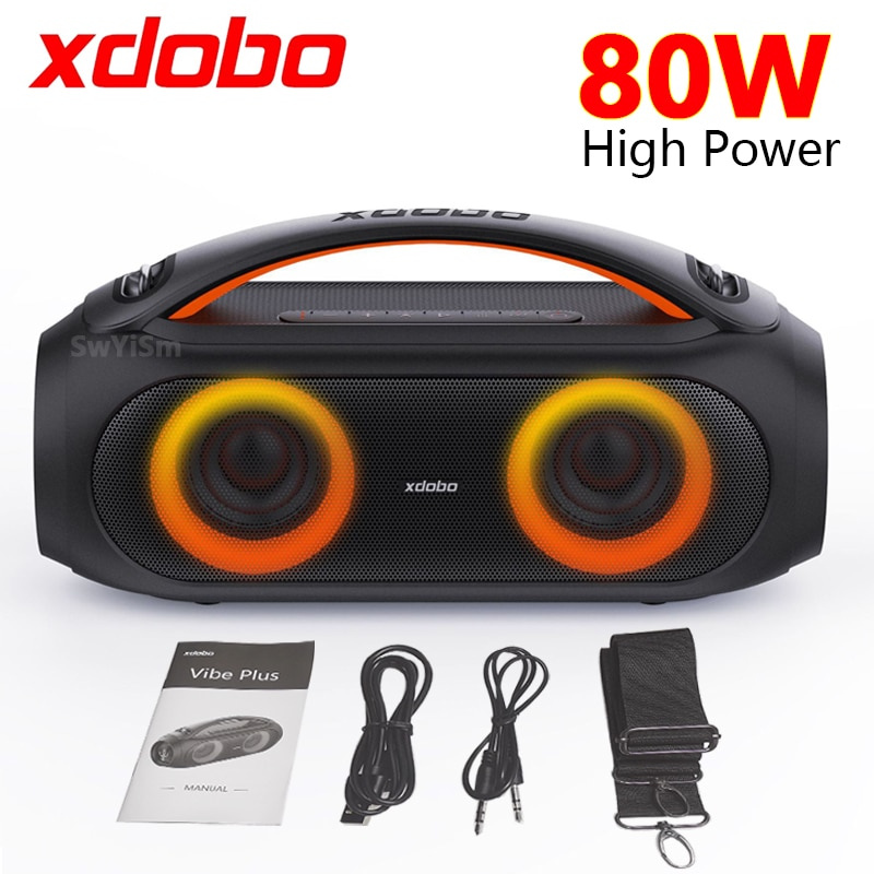 XDOBO Vibe Plus 80W 大功率藍牙音箱便攜式防水無線低音炮 360 立體聲環繞 TWS AUX caixa de som