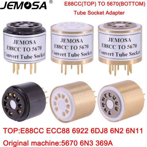 1PC ECC88 6922 6DJ8 6N11 E88CC電子管 上 TO 5670 396A 6N3電子管 下 DIY音頻放大器真空管轉換插座適配器