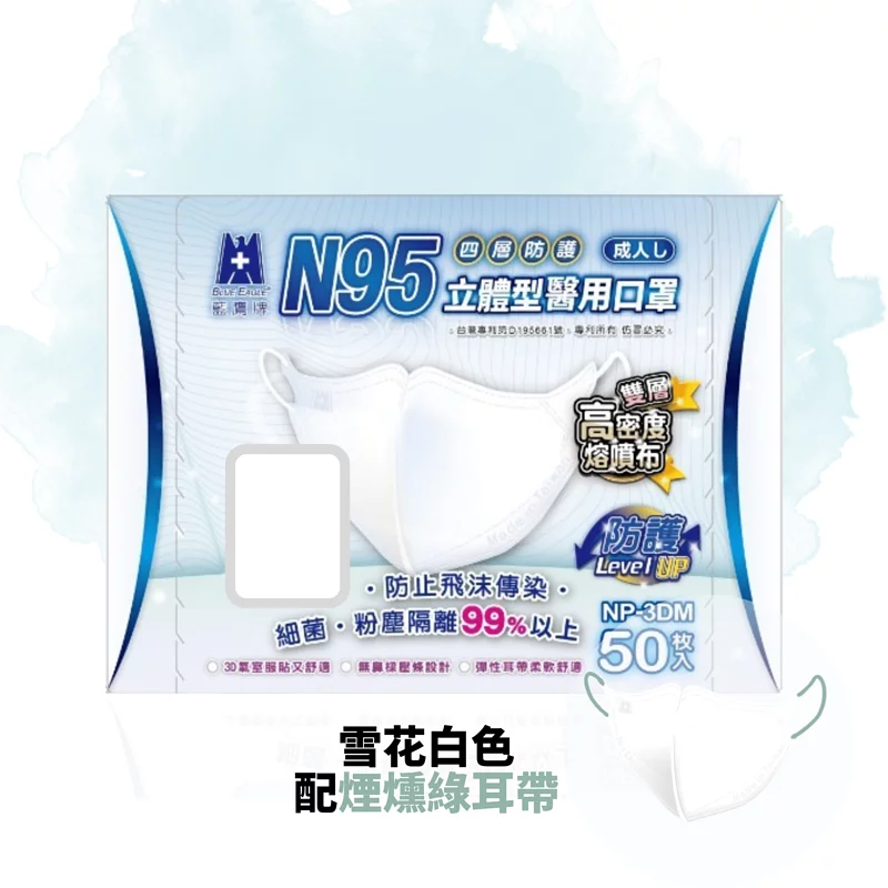 【藍鷹牌】台灣製 成人立體型 N95 醫用口罩 50入/盒 NP-3DM｜香港版包裝