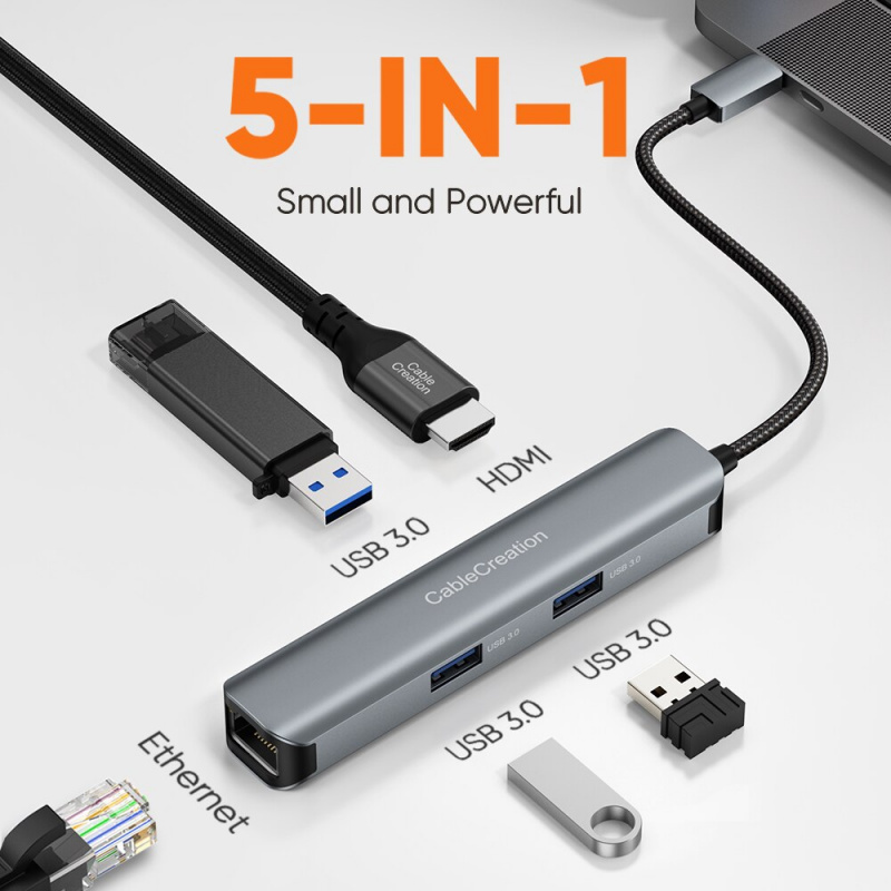 USB C HUB 4K 60Hz Type C to HDMI-compatible RJ45 USB3.0 Adapter for MacBook Air 2020 iPad Pro M1 PC Accessories USB C Splitter