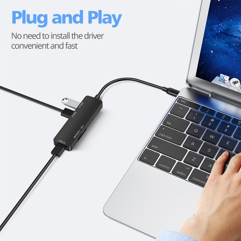 5 合 1 USB C 集線器適配器適用於 MacBook Pro Air 13 配件 C 型轉 USB 3.0 2.0 分離器 TF SD 讀卡器筆記本電腦擴展塢