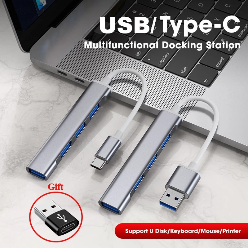 USB Hub 3.0 4 Ports USB Splitter Dock Station OTG Adapter Type C Hubs for Huawei Xiaomi Macbook Pro Air Laptop Accessories