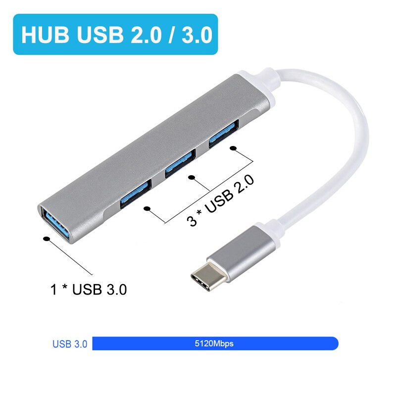 USB Hub 3.0 4 Ports USB Splitter Dock Station OTG Adapter Type C Hubs for Huawei Xiaomi Macbook Pro Air Laptop Accessories