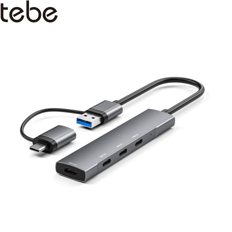 Tebe 4 端口 USB C 集線器適配器 Type-c USB A 3.0 到 USB-C 集線器分離器 OTG USB 適用於 Windows Mac OS IOS Android Linux