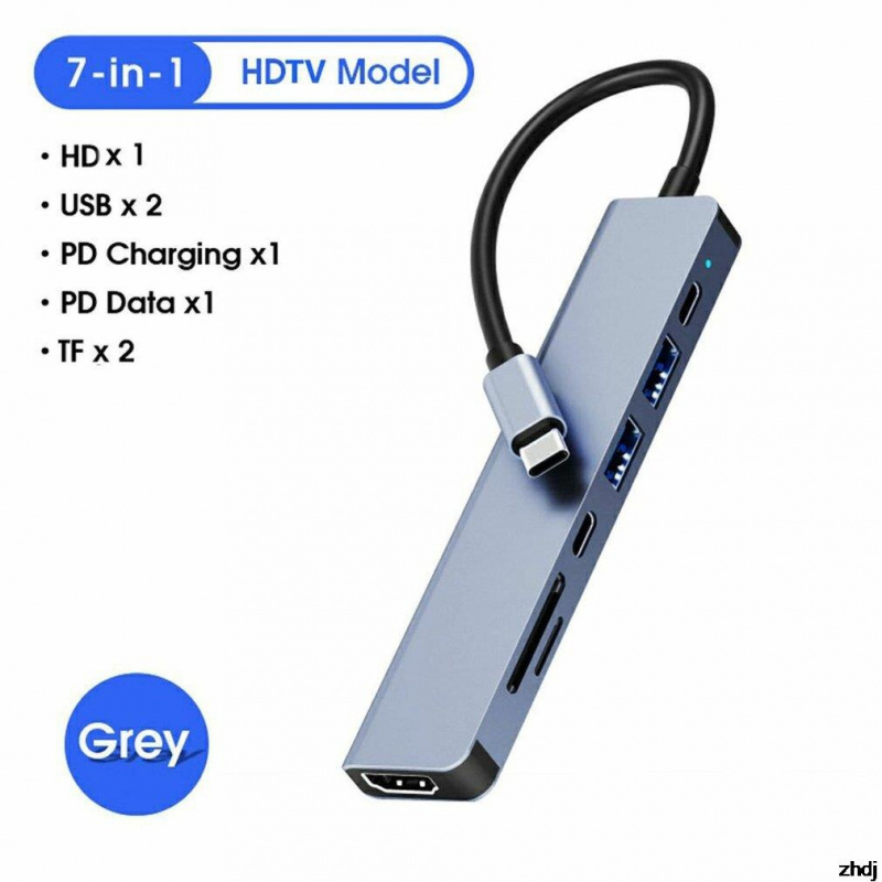 Type C轉HDMI兼容USB七合一多接口HUB集線器便攜金屬轉接頭多兼容
