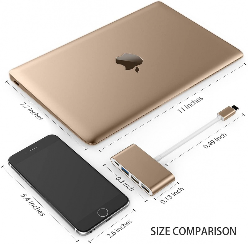 4 合 1 USB C 集線器，帶 C 型、PD、USB 3.0、USB 2.0，適用於 2020-2016 MacBook Pro 13 15 16，Mac 多端口充電和連接適配器