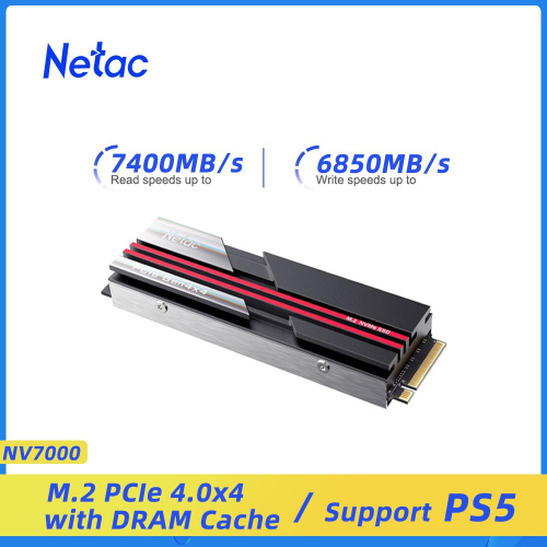 Netac SSD NVMe M.2 PCIe 4.0 7200MB s 1T 2T 4T M2 硬盤 SSD 內置固態硬盤帶散熱器適用於筆記本電腦台式機 PS5
