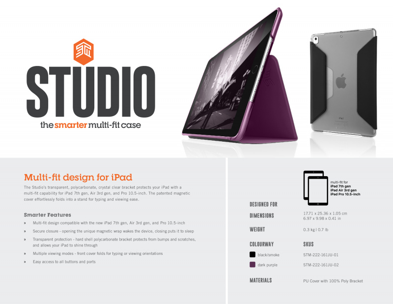 STM studio 保護殼 - iPad 7th Gen/Air 3/Pro 10.5