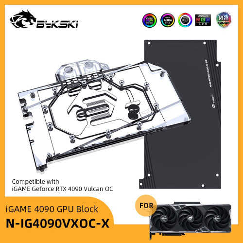 Bykski N-IG4090VXOC-X 顯卡冷卻器適用於 iGame Geforce RTX 4090 Vulcan OC VGA Block Fluid DIY Cooling Placa de víde
