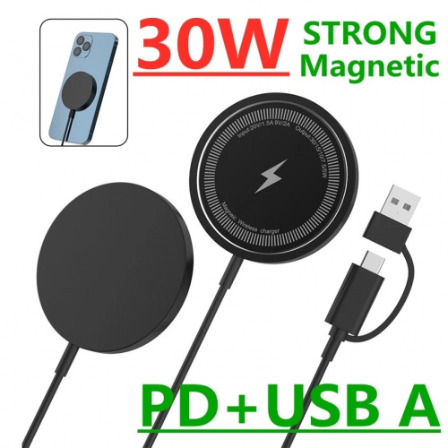30W 磁性無線充電器快速充電墊支架適用於 iPhone 14 13 12 Pro Max Mini 11 Airpods PD Macsafe Station Qi 充電器
