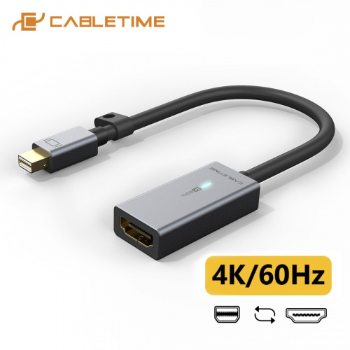 CABLETIME Mini DisplayPort 轉 4K HDMI 適配器 Mini DP 轉 HDMI LED 轉換器適用於 MacBook Pro Air iMac 投影儀 C206