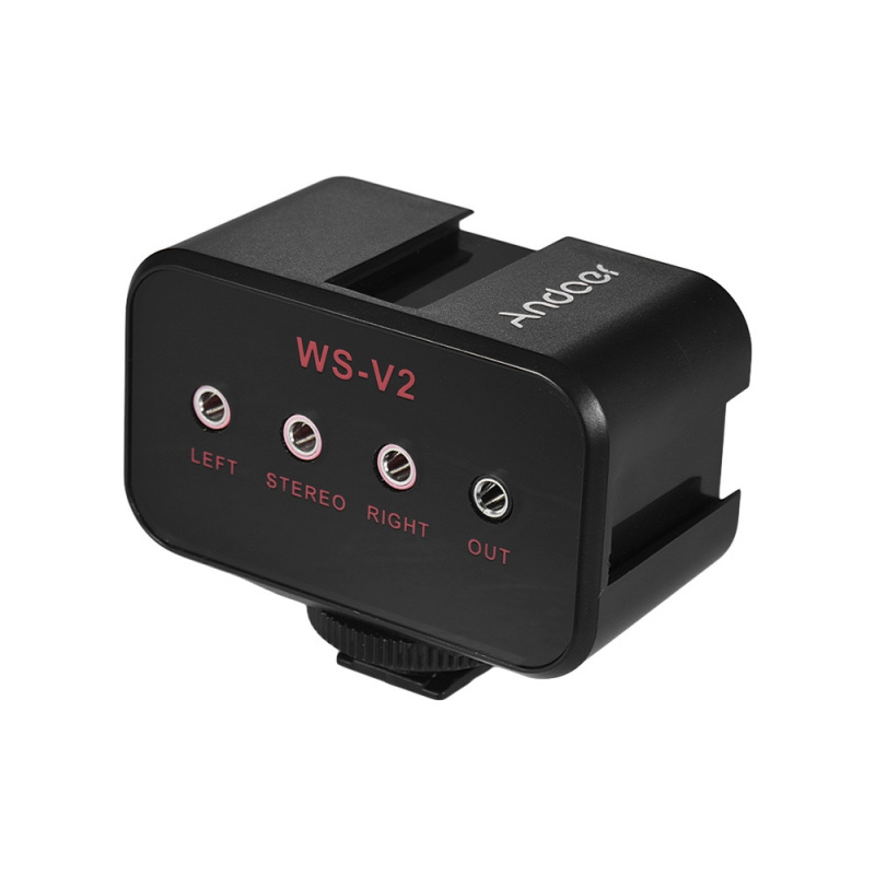 Andoer WS-VS 雙通道麥克風音頻混合器適配器適用於佳能尼康索尼相機帶冷靴安裝集線器 3.5 毫米立體聲輸出