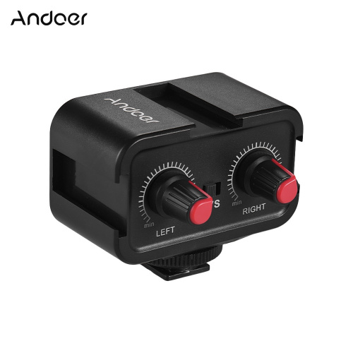 Andoer WS-VS 雙通道麥克風音頻混合器適配器適用於佳能尼康索尼相機帶冷靴安裝集線器 3.5 毫米立體聲輸出