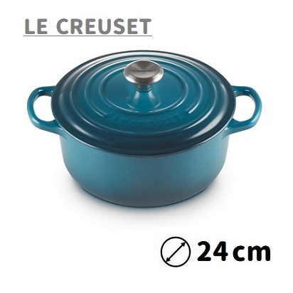 Le Creuset LC 圓形琺瑯鑄鐵鍋 24cm 4.2L 深藍綠 Deep Teal 21177246422430 平行進口