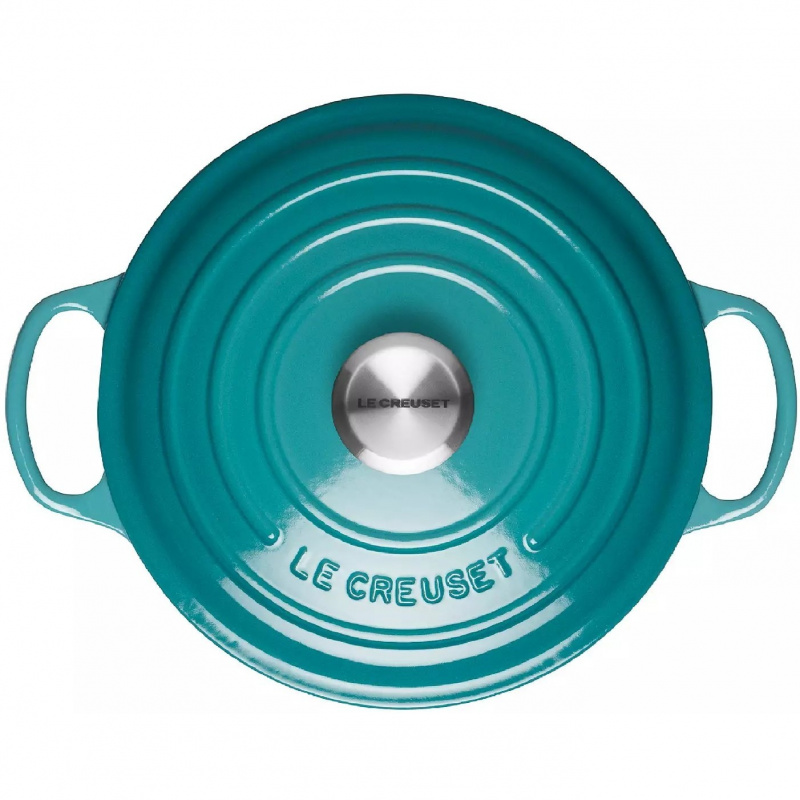 Le Creuset -LC圓形琺瑯鑄鐵鍋 20厘米 2.4L加勒比海藍  Bleu Caraibes21177201702430  平行進口