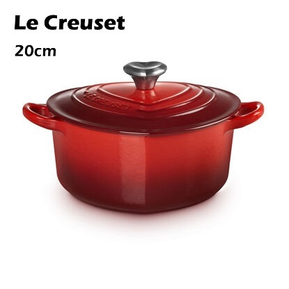 Le Creuset - LC 心形琺瑯鑄鐵鍋 (心形鍋蓋頭) 20厘米 1.9L 櫻桃紅 Cerise 21401200602455 平行進口