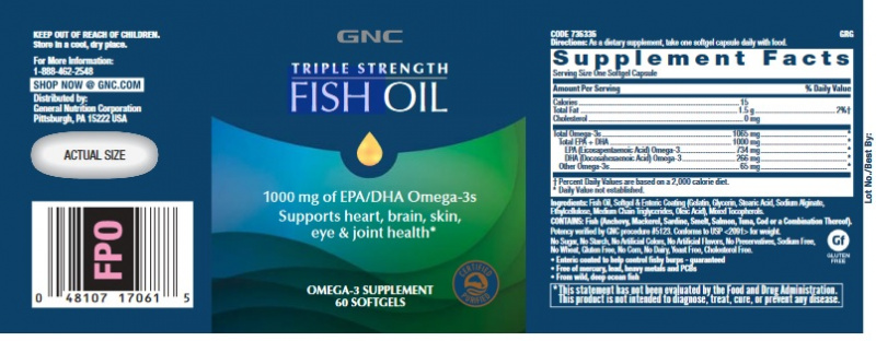 GNC 三倍強效深海魚油 DHA Fish oil 1000mg 120粒