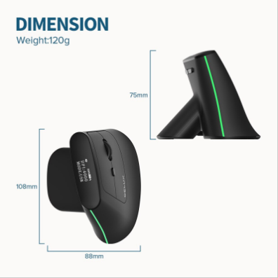 Delux MV6 OLED 液晶螢幕無線人體工學垂直滑鼠