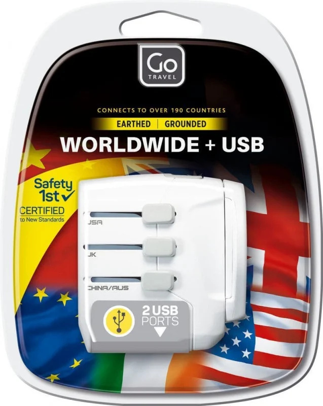 Go Travel WORLDWIDE ADAPTOR + USB (639)通用旅行轉插
