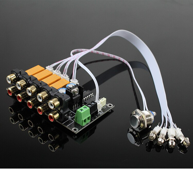 4 input 1 output Audio Input Signal Selector Relay Board Stereo Signal ...