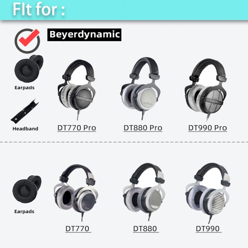 Strauss & Wagner Earpads for Beyerdynamic DT 770/880/990 Pro - Choose Material - Authorized Dealer - Gray - Audio 46