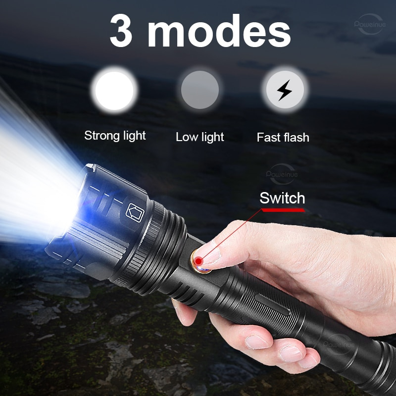 Super Bright Rechargeable Flashlight 60W High Power LED Flashlight