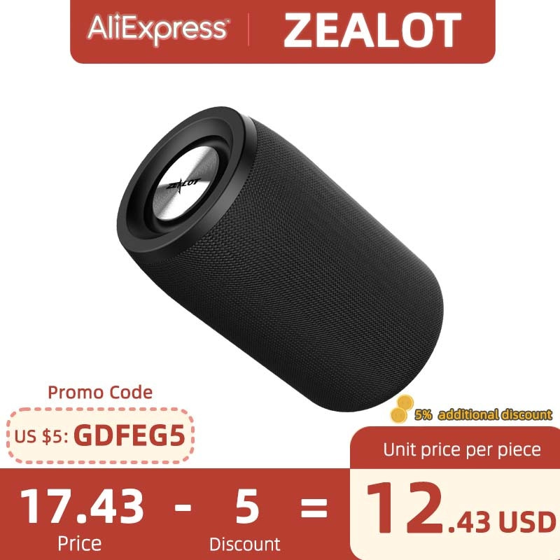 ZEALOT S32 Bluetooth Speaker Bass Wireless Portable HIFI Stereo Waterproof Sound Box Outdoor