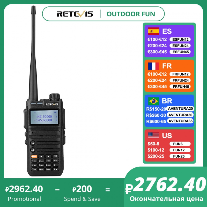 Retevis RA685 Walkie Talkie Ham 雙向無線電台遠程對講機專業 UHF VHF USB C 型充電器 5W ...