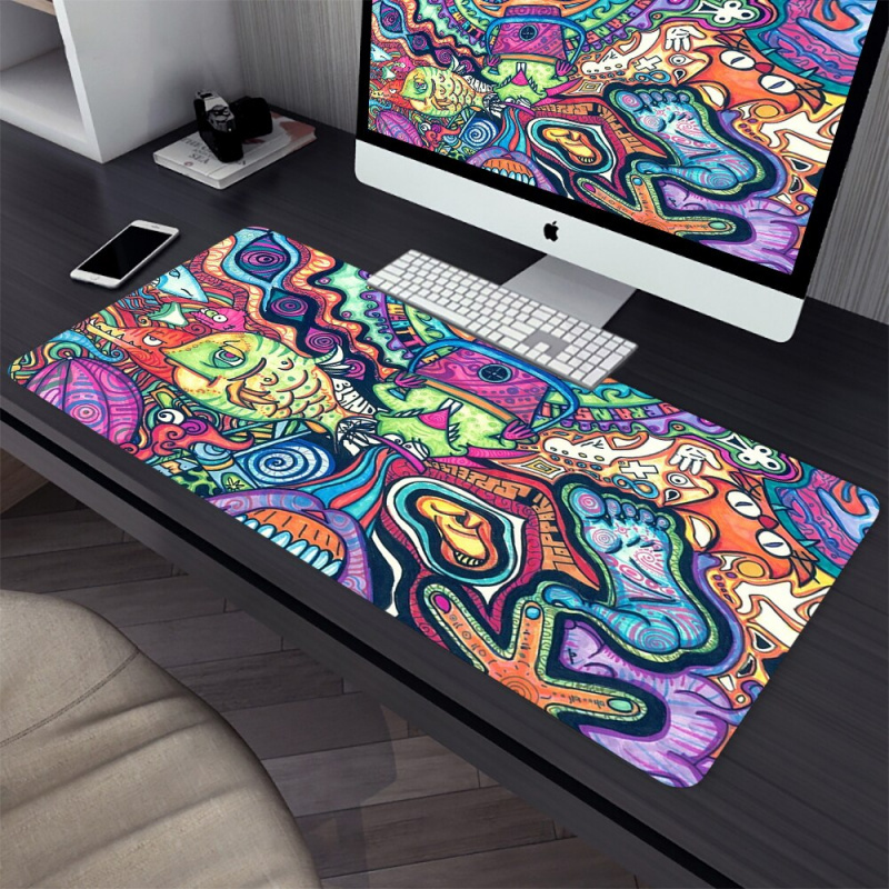 Trippy Psychedelic Weed Large Gaming Mouse Pad Computer Mousepad PC