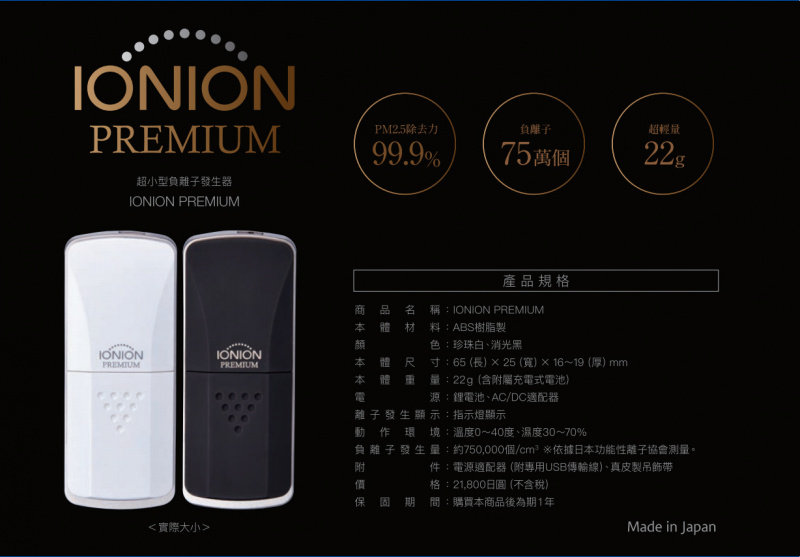 日本IONION Premium 隨身空氣清新機 2020升級版 預訂 ((7月20號寄出))
