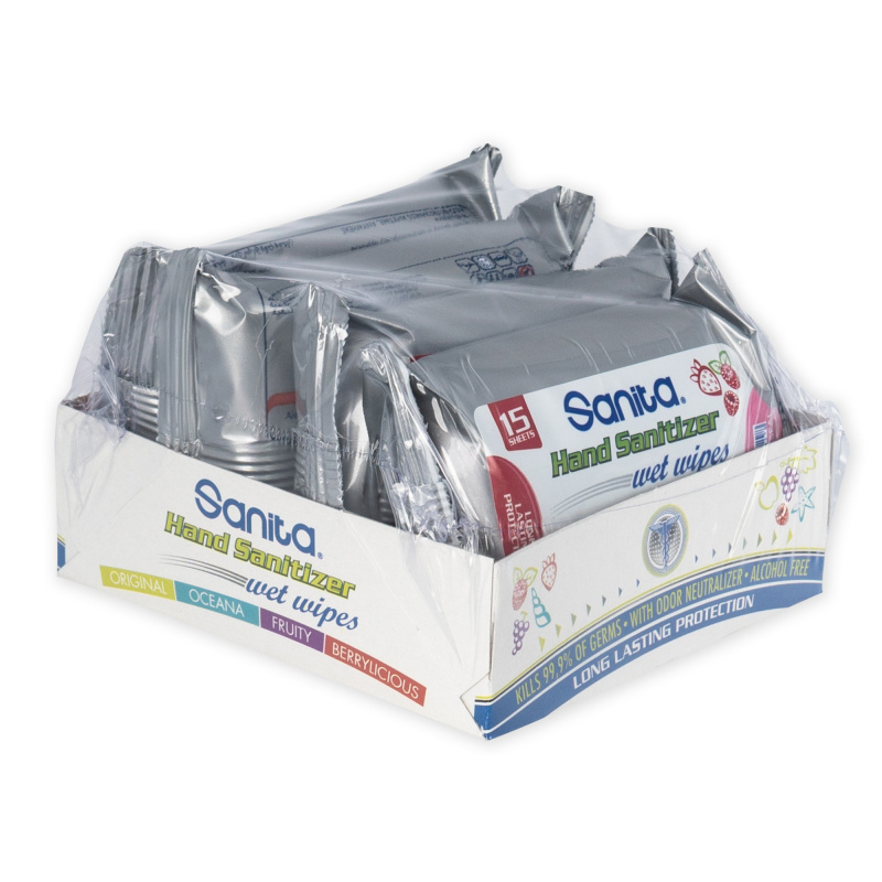 Sanita 消毒濕紙巾, 不含酒精, 15張 (4包裝)