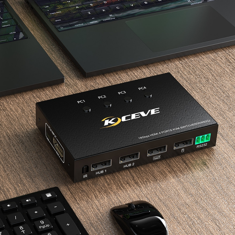 4 Ports KVM Switch HD 4K Scanner USB KVM Switch 4 In 1 Out Shared