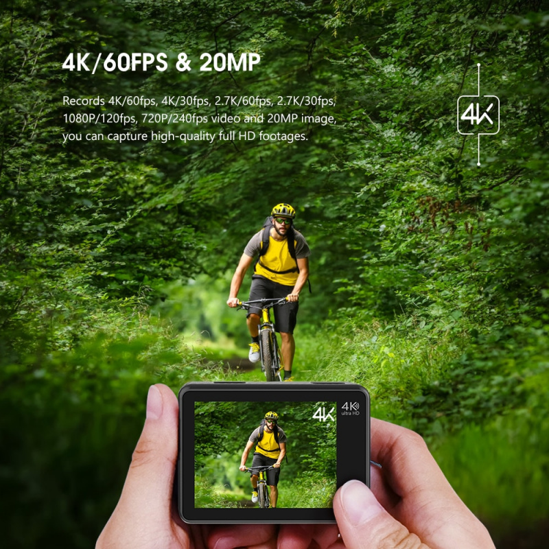 KEELEAD K80 Action Camera 4K 60FPS 20MP 2.0 Touch LCD EIS Dual Screen