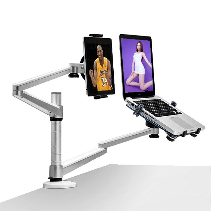 OA9X Desktop Full Motion Dual Arm Laptop+Tablet PC Stand Rotate Holder