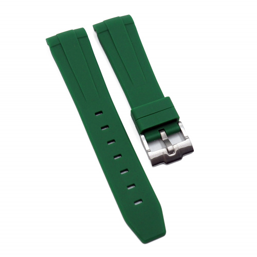 21mm 綠色彎頭橡膠錶帶 合適 Rolex