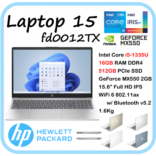 [13代 Core i5 + MX550獨顯] HP Laptop 15-fd0012TX 手提電腦 [銀色]