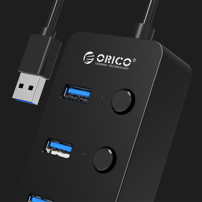 ORICO 4 Port USB 3.0 Faceup Design HUB with Individual Power Switches and LEDs (W9PH4-U3-V1)