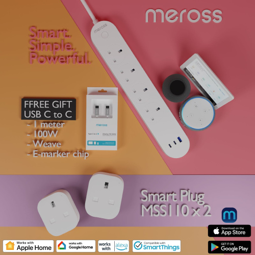 Meross Apple HomeKit 智能電力管家套裝 [限時送 100W Type-C 充電線]